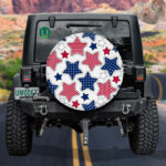 Red White And Blue American Stars And Stripes Monochrome Style Spare Tire Cover - Jeep Tire Covers - Lynsiley