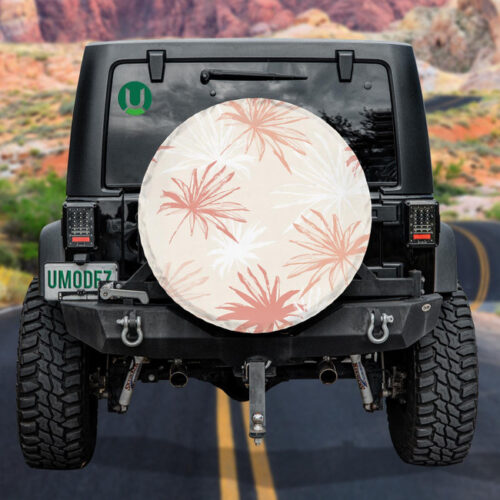 Abstract Tropical Foliage Background In Rose Blush Colors Spare Tire Cover - Jeep Tire Covers - Lynsiley