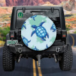 Little Sea Turtle Blue And Turquoise Spare Tire Cover - Jeep Tire Covers - Lynsiley