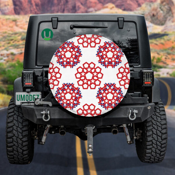Abstract Star And Geometry Shapes In American Flag Color Spare Tire Cover - Jeep Tire Covers - Lynsiley