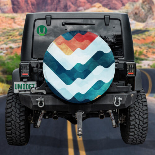 Abstract Watercolor Wavy In Grunge Effect Pattern Spare Tire Cover - Jeep Tire Covers - Lynsiley