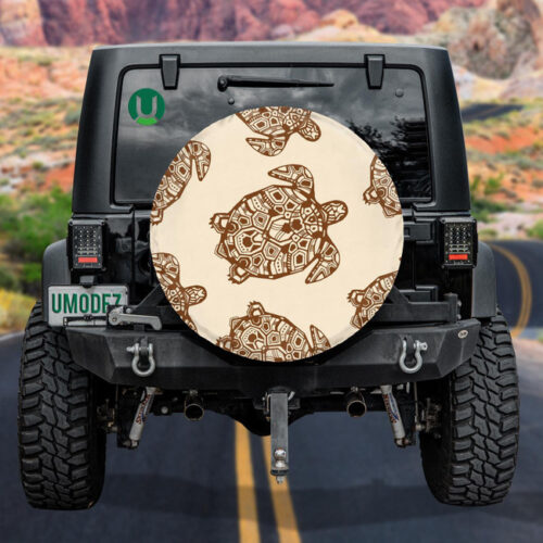 Abstract Ethnic And Tribal Maori Style Turtle Spare Tire Cover - Jeep Tire Covers - Lynsiley
