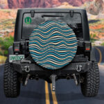 Fantastic Striped Background In Blue White And Black Colors Spare Tire Cover - Jeep Tire Covers - Lynsiley