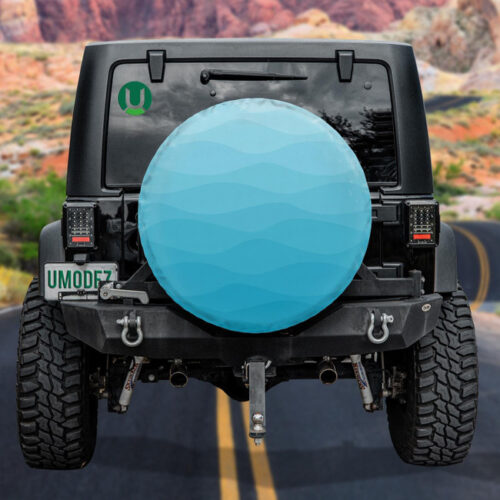 Light Blue Winter Blue Ocean Waves Pattern Spare Tire Cover - Jeep Tire Covers - Lynsiley