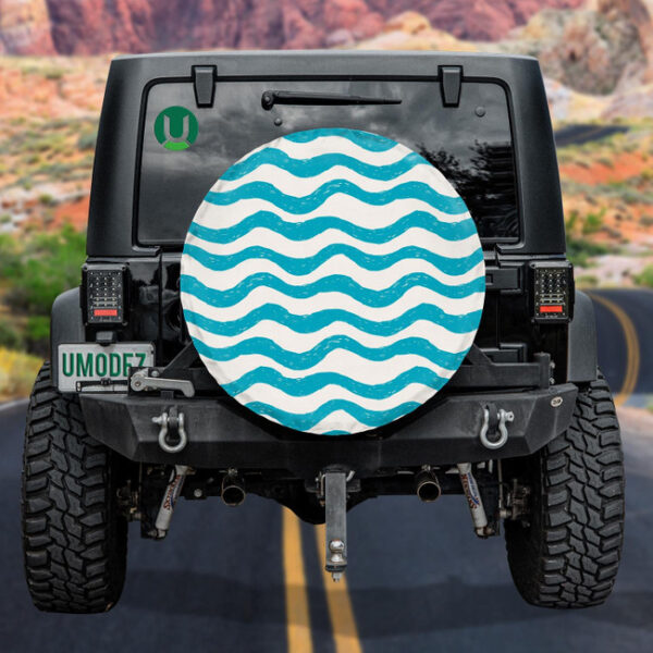 Creative Oil Painting Blue Sea Waves Pattern Spare Tire Cover - Jeep Tire Covers - Lynsiley