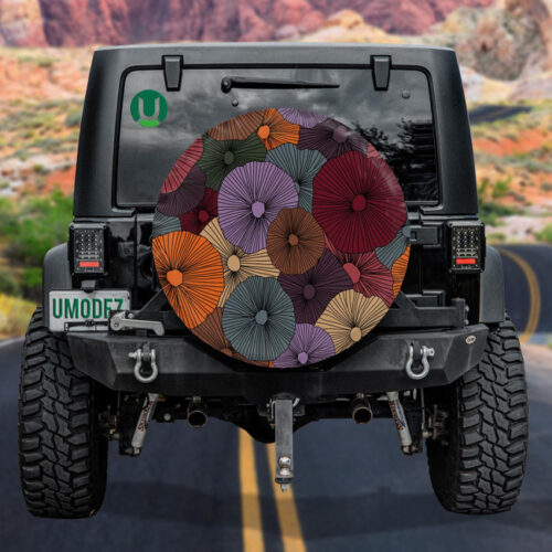 Abstract Ethnic Pattern Hippie Style Colorful Flowers Doodle Spare Tire Cover - Jeep Tire Covers - Lynsiley