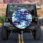 Modern Watercolor Aqua Blue Camo Monochrome Pattern Spare Tire Cover - Jeep Tire Covers - Lynsiley