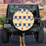 Abstract Balloons And Flags On Mini Stars Background Spare Tire Cover - Jeep Tire Covers - Lynsiley