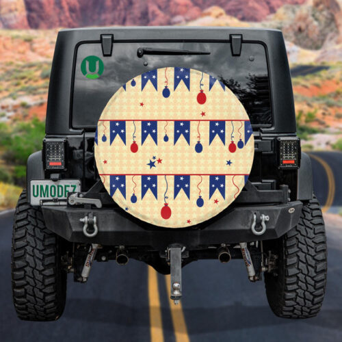 Abstract Balloons And Flags On Mini Stars Background Spare Tire Cover - Jeep Tire Covers - Lynsiley