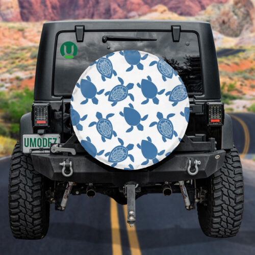 Blue Silhouette Of Turtle Isolated On White Background Spare Tire Cover - Jeep Tire Covers - Lynsiley