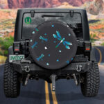 Bright Blue Flying Dragonfly And Heart Spare Tire Cover - Jeep Tire Covers - Lynsiley