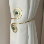 1pc Glam Style Curtain Tieback Golden Turquoise Spiral - Window Decor Curtain Accessory
