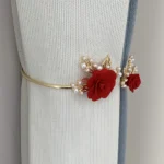 1pc Glam Style Curtain Tieback Red Pastoral Flower Pattern - Window Decor Curtain Accessory