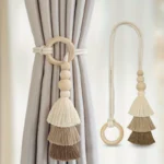1pc Unique Handmade Boho Chic Tassel Curtain Holdbacks with Wooden Beads - Polyester Home Decor Accent