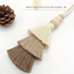 1pc Unique Handmade Boho Chic Tassel Curtain Holdbacks with Wooden Beads - Polyester Home Decor Accent