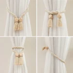 1pc Bohemian Wooden Bead Tassel Curtain Tieback - Polyester Home Decor Accent