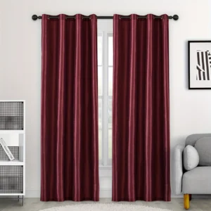 2pcs Modern Blackout Curtains - Burgundy Color - Cordless Blackout Curtains for Living Room & Bedroom