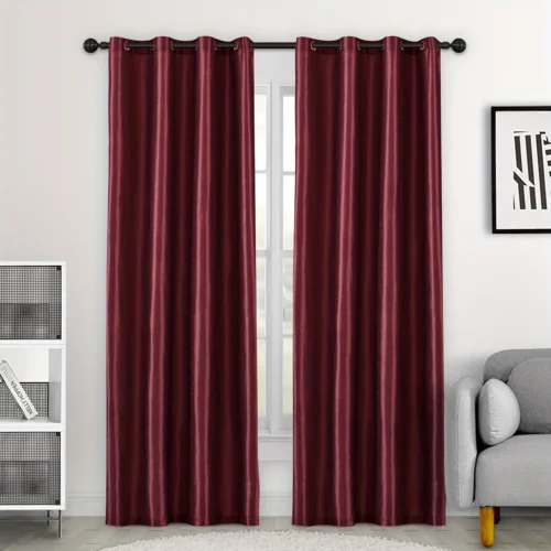 2pcs Modern Blackout Curtains - Burgundy Color - Cordless Blackout Curtains for Living Room & Bedroom