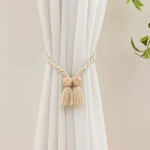 1pc Bohemian Wooden Bead Tassel Curtain Tieback - Polyester Home Decor Accent