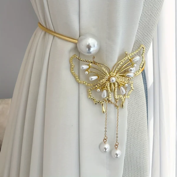 1pc Glam Style Curtain Tieback Golden Butterfly - Window Decor Curtain Accessory