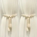 1pc Adjustable Window Curtain Tieback with Floral Buttons - Polyester Home Decor Accent