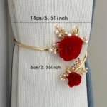 1pc Glam Style Curtain Tieback Red Pastoral Flower Pattern - Window Decor Curtain Accessory