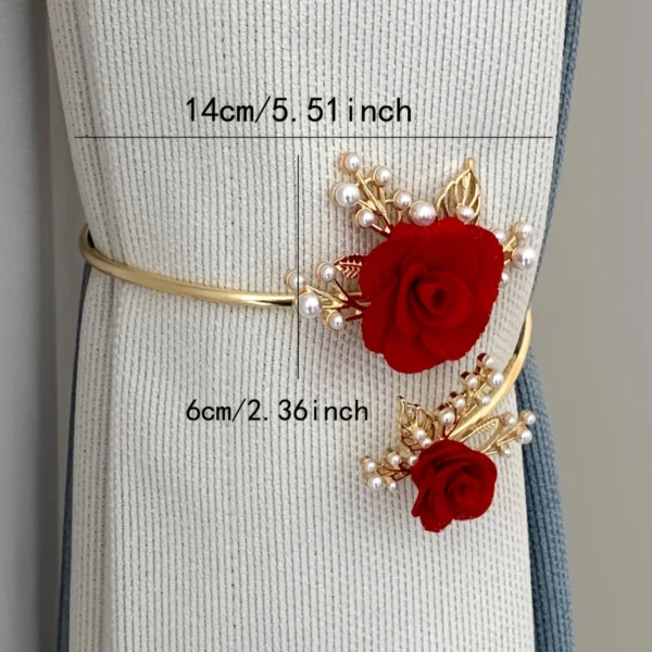 1pc Glam Style Curtain Tieback Red Pastoral Flower Pattern - Window Decor Curtain Accessory