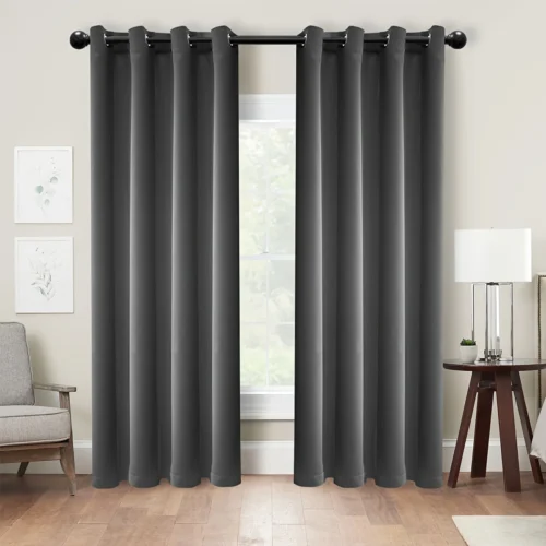 2pcs Modern Blackout Curtains - Gray Color - Cordless Blackout Curtains for Living Room & Bedroom