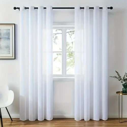 2pcs Modern Blackout Curtains - White Color - Cordless Blackout Curtains for Living Room & Bedroom