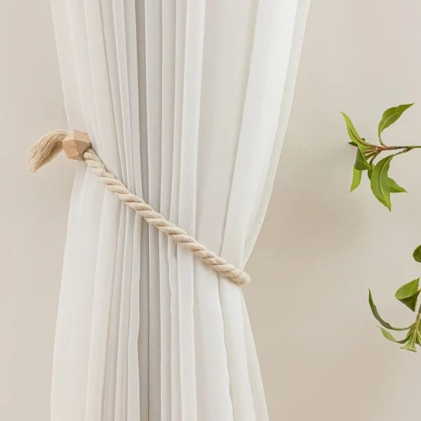 1pc Bohemian Wooden Bead Tassel Curtain Tieback - Polyester Home Decor Accent