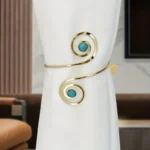 1pc Glam Style Curtain Tieback Golden Turquoise Spiral - Window Decor Curtain Accessory