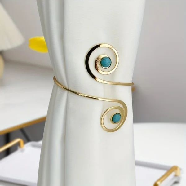 1pc Glam Style Curtain Tieback Golden Turquoise Spiral - Window Decor Curtain Accessory