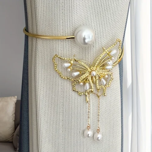1pc Glam Style Curtain Tieback Golden Butterfly - Window Decor Curtain Accessory