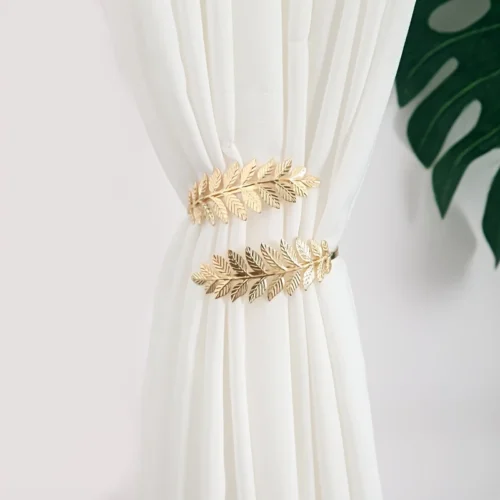 1pc Glam Style Curtain Tieback Golden Maple Leaves - Window Decor Curtain Accessory