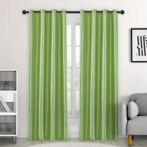 2pcs Modern Blackout Curtains - Grass Green Color - Cordless Blackout Curtains for Living Room & Bedroom