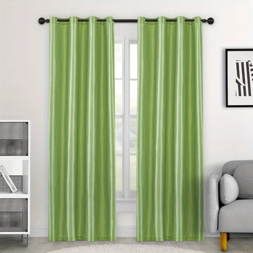 2pcs Modern Blackout Curtains - Grass Green Color - Cordless Blackout Curtains for Living Room & Bedroom