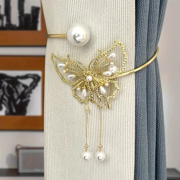 1pc Glam Style Curtain Tieback Golden Butterfly - Window Decor Curtain Accessory