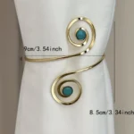 1pc Glam Style Curtain Tieback Golden Turquoise Spiral - Window Decor Curtain Accessory