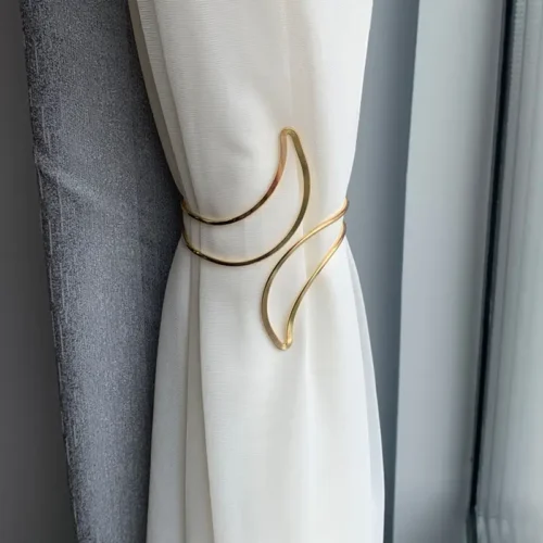 1pc Glam Style Curtain Tieback Golden Hollow Moon - Window Decor Curtain Accessory
