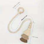 1pc Unique Handmade Boho Chic Tassel Curtain Holdbacks with Wooden Beads - Polyester Home Decor Accent