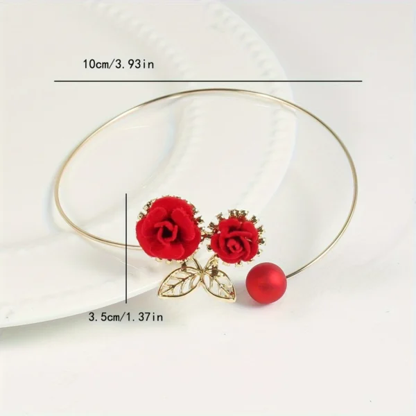 1pc Glam Style Curtain Tieback Red Rose & Pearl Design Alloy - Window Decor Curtain Accessory